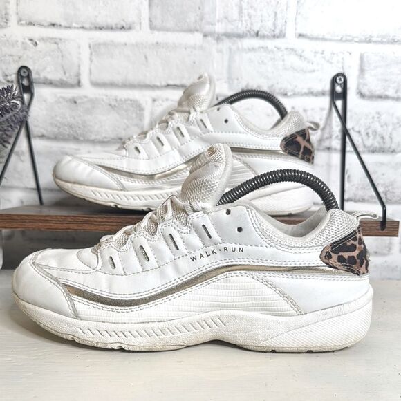Easy Spirit Leather Leopard Sneakers Size 9 - Picture 1 of 7